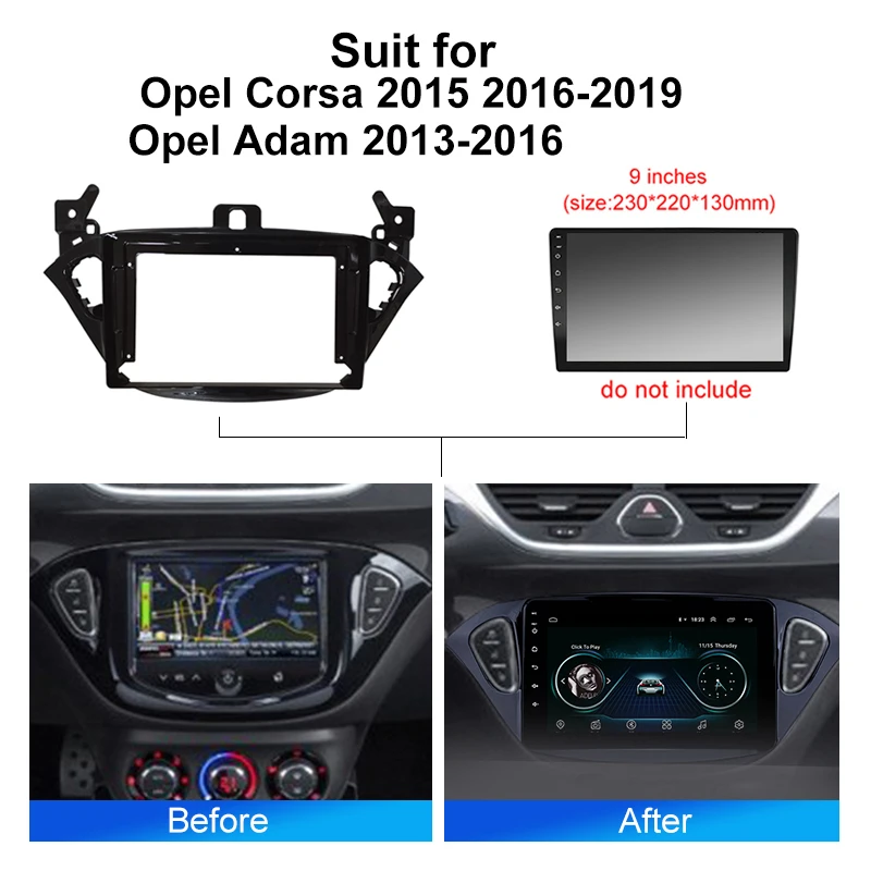 Car Radio For Opel Corsa 2015 2016-2019 Opel Adam 2013-2016 Android 2 Din Stereo Mounting Bezel Faceplate Frame Kit