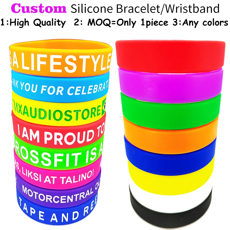 

1 Piece Custom Silicone Wristbands Personalized Name Phone Number Silicone Bracelets SOS Rubber Bangles pulsera de goma silicona