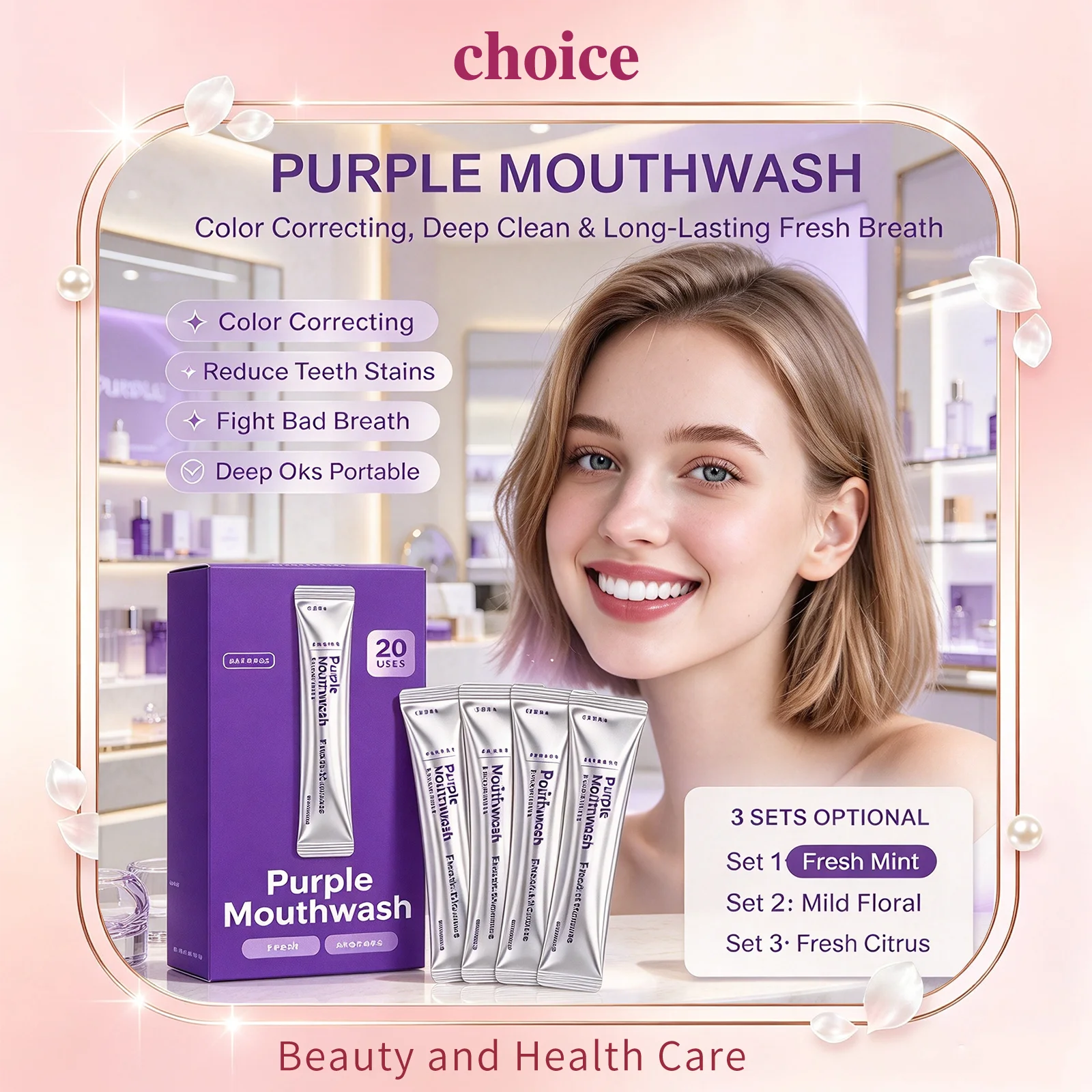 Purple Mouthwash Color Correcting Teeth Whitening Fresh Breath Eliminate Bad Breath Support Gum Health Daily Oral Care Mouthwash