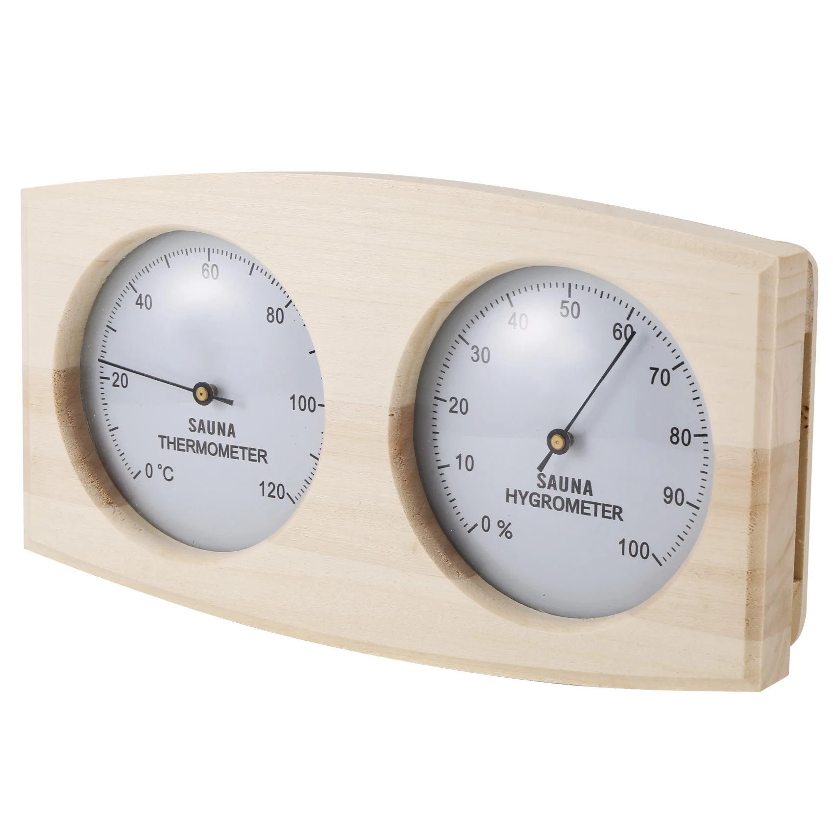 ABJS Wood Sauna Thermometer & Hygrometer, Wall-Mounted Spa Accessory, Mechanical, No Battery Required - for Family Hotel Sa