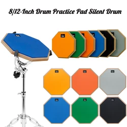 SLADE 8/12 Inch Drum Practice Pad Rubber Wooden Dumb Drum Pad Mute Training for Jazz Drums Exercise Beginners