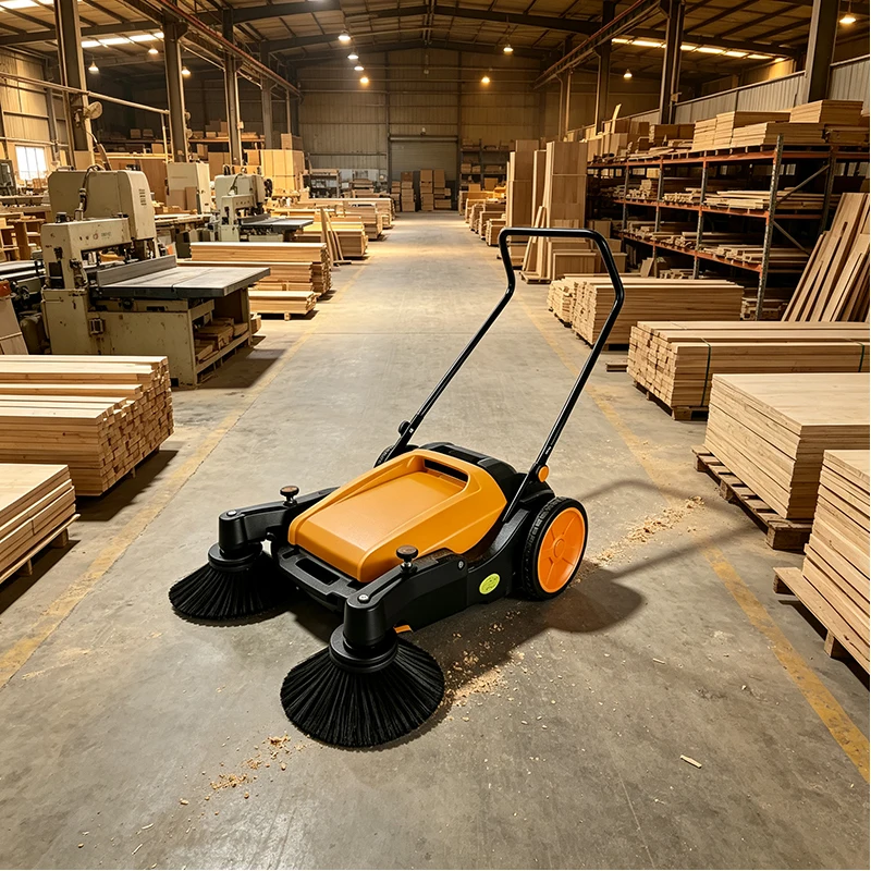 Industrial Hand Push Floor Street Road Sweeper Manual Floor Cleaning Machine with Rotary Brush for Warehouse and Pavement