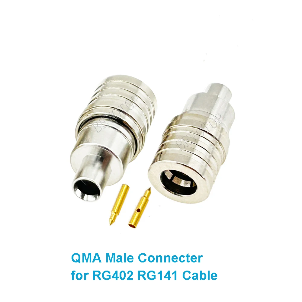 1Pcs RG402 QMA Male Plug Straight 180° / Right angle 90° Connector 50 Ohm Solder QMA Connector for RG402 141 Cable BEVOTOP