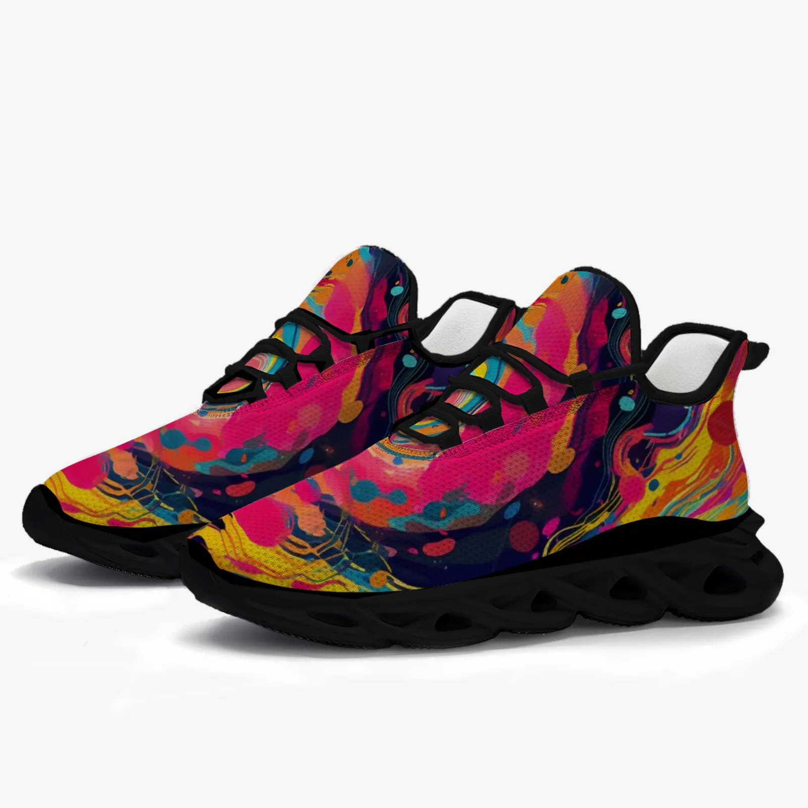 

Custom graffiti spray painting men's and women's fashion casual sports shoes, mesh upper lightweight sneakers