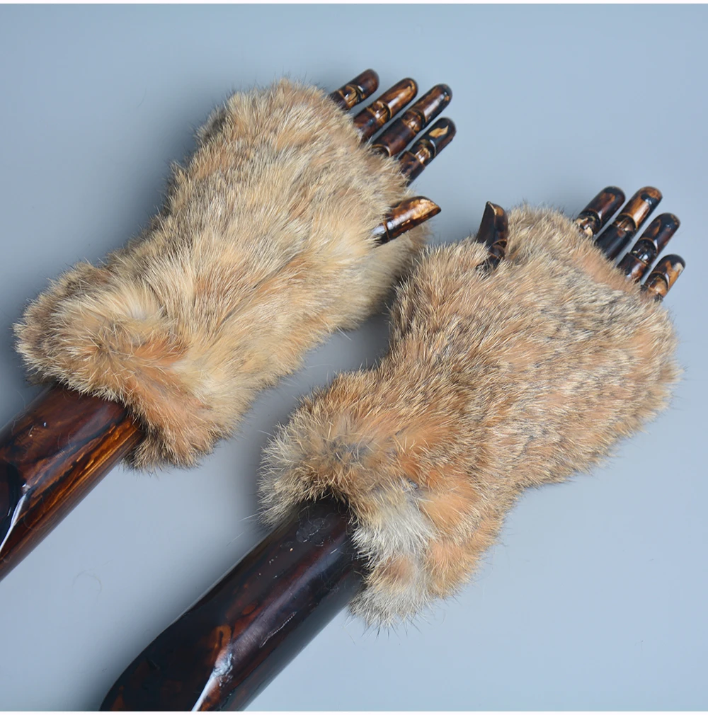 Lady Winter 100% Natural Real Rex Rabbit Fur Glove Women Soft Rex Rabbit Fur Glove Foashion Warm Knitted Genuine Fur Gloves