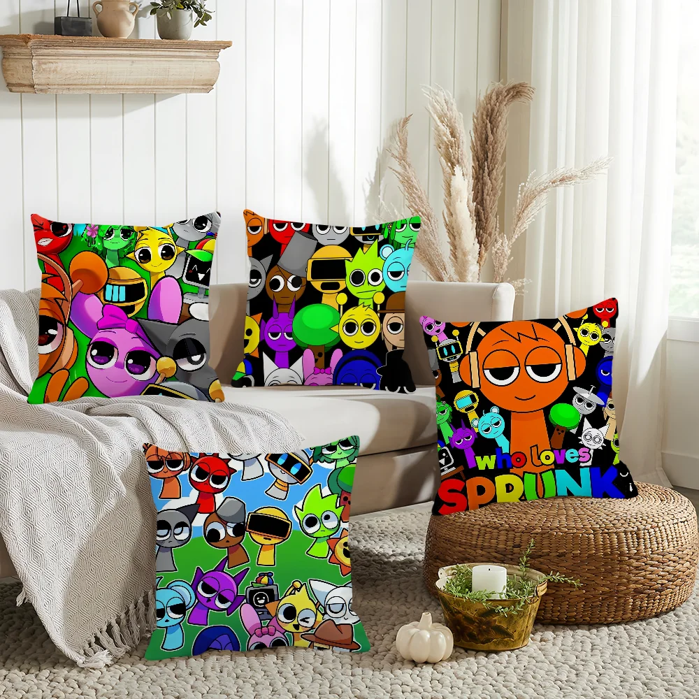 Game Sprunki Incredibox Pillow Case Home  Cushion Cover Suitable For Office Sofa Car Suitable For All Seasons