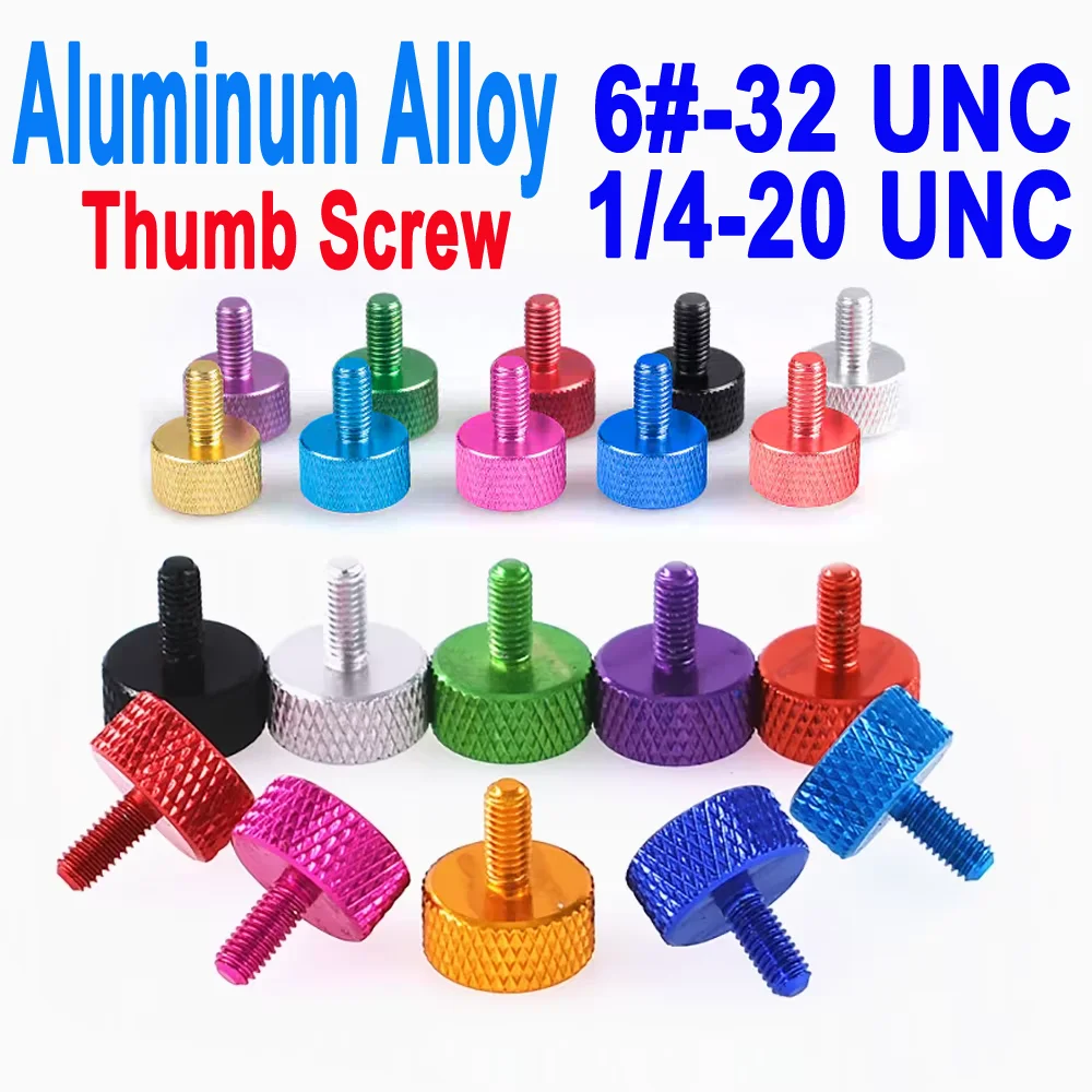 

Flat Head Colorful Aluminum Thumb Screws - GB835 Standard, 6#-32/1/4-20 UNC, Knurled Hand-Tighten Hatching Screw