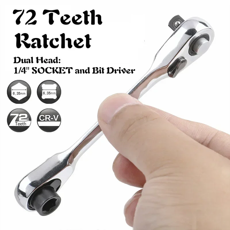 1/4 Fast Rotatable Mini Ratchet Wrench set 72 Teeth Socket Wrench Rod Ratchet Screwdriver Quick Spanner Tool