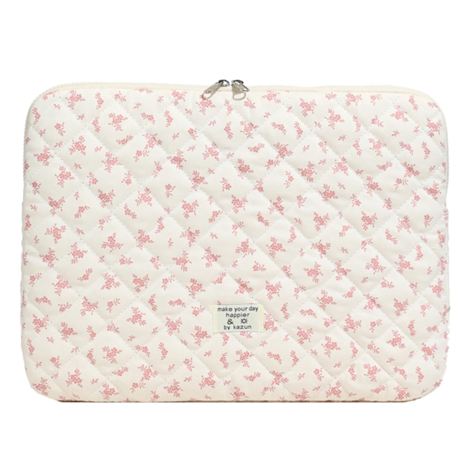 Maple Leaf Fluffy Padded Bag Embroidery Puffy Protective Case Shockproof Cute Quilted Laptop Sleeve Commute Work Study Bag