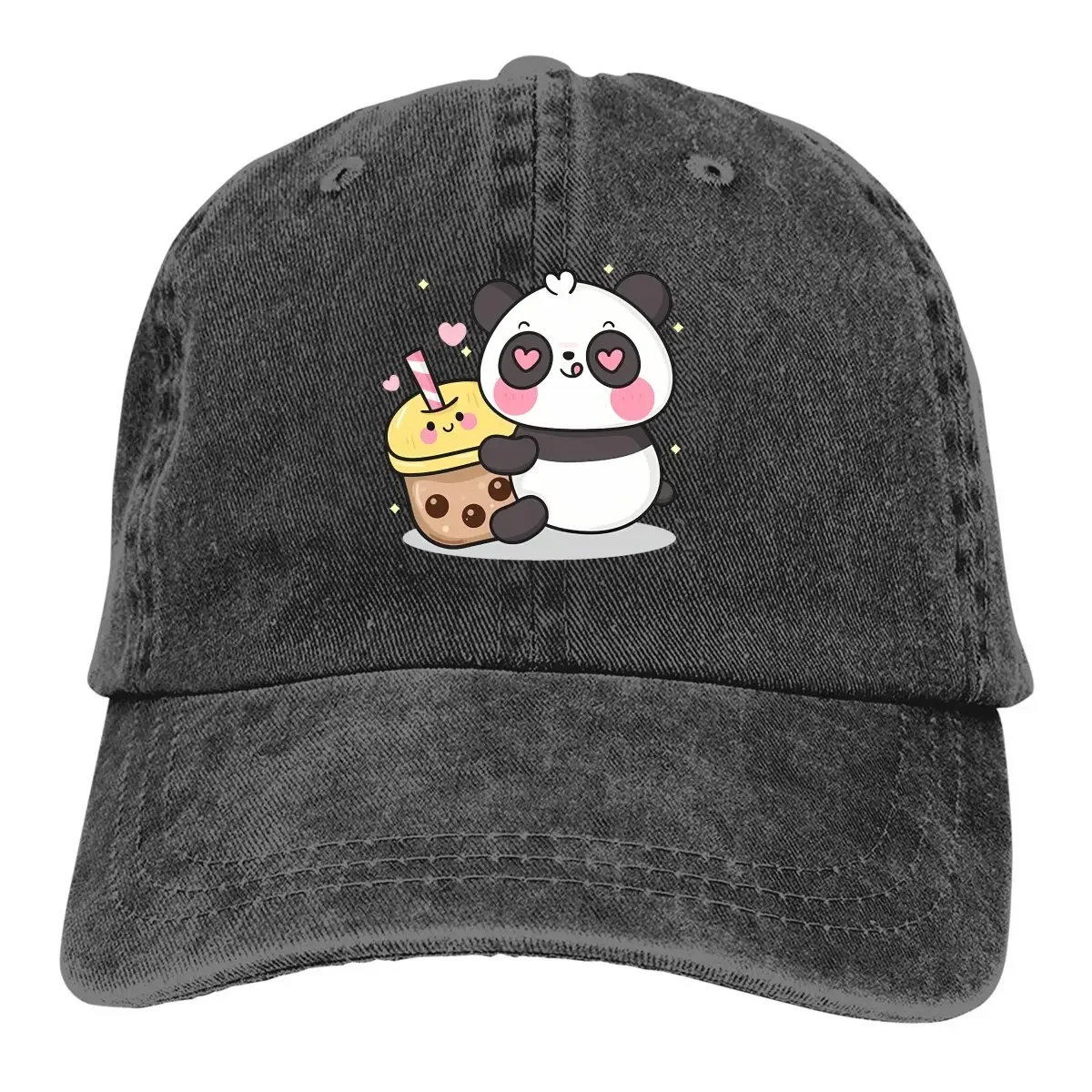 Cute Panda Animal Multicolor Hat Peaked Women's Cap Milk Tea Personalized Visor Protection Hats