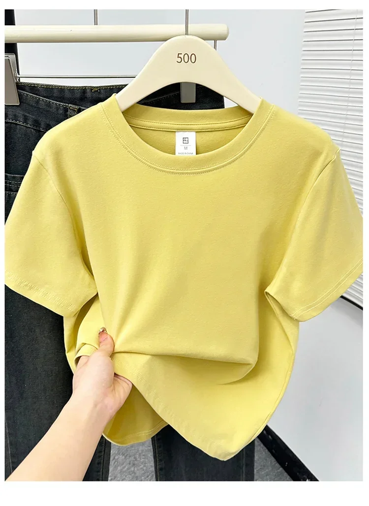 2026 Sommer Neue Hochwertige Lässige T-Shirts Sexy Kurzarm Modischer Trend Einfarbige Damenkleidung Y2k Tops – Detail 35