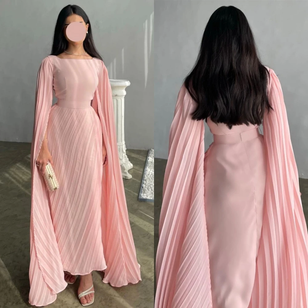 Elegant Boat Neck Sheath Empire Simple Prom Dresses Ankle Length Long Sleeve Formal Evening Gowns Выпускные платья 칵테일드레스