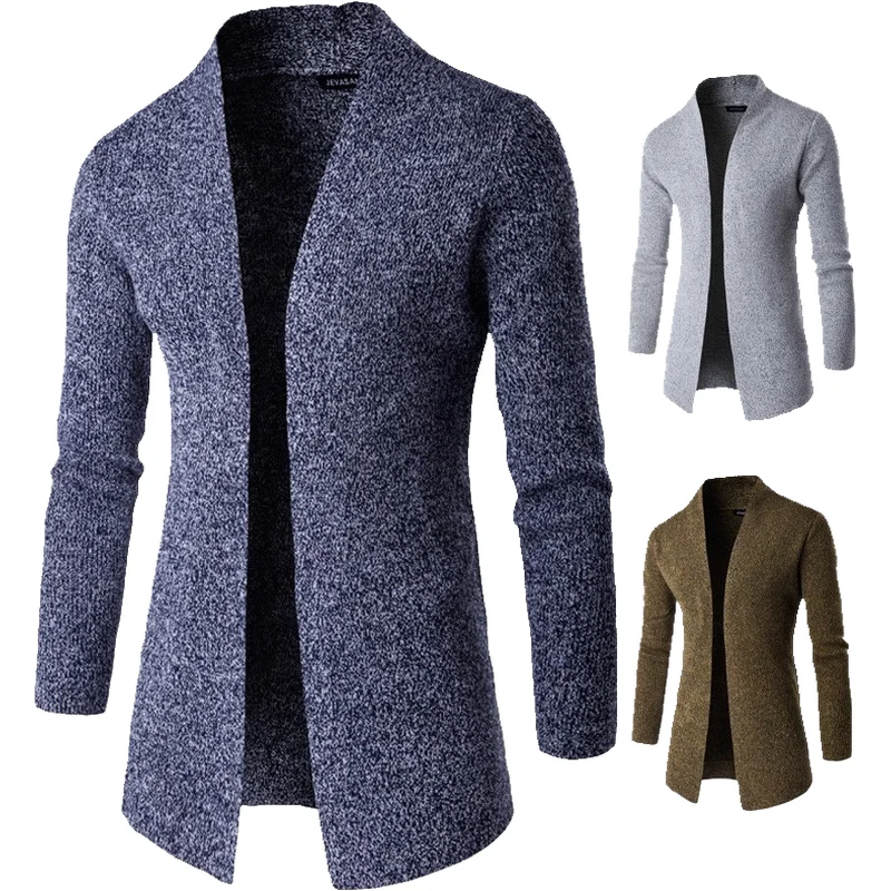 

Faionable Long Sve Knitted Cardigan Men's Winter Outerwear Casual Loose Fit Polyester Blend Thiened Sweater for Men