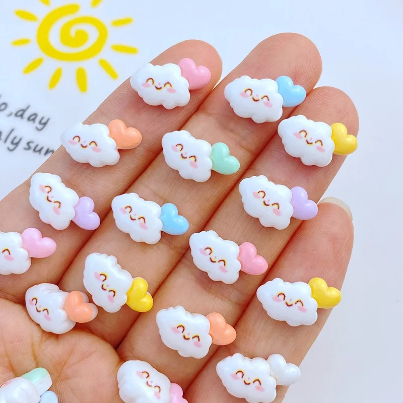 30Pcs New Cute Resin 10*114mm Mini Clouds Series Flat Back Manicure Parts Embellishments For Hair Bows Accessories