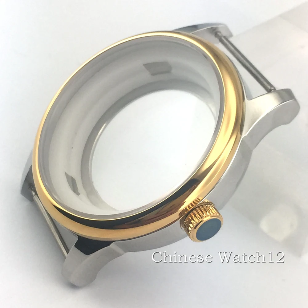 

40mm silver gold watch case sapphire glass fit ETA2836 Miyota 8205 8215 821A Mingzhu DG2813 3804 ST1612 movement Modified parts