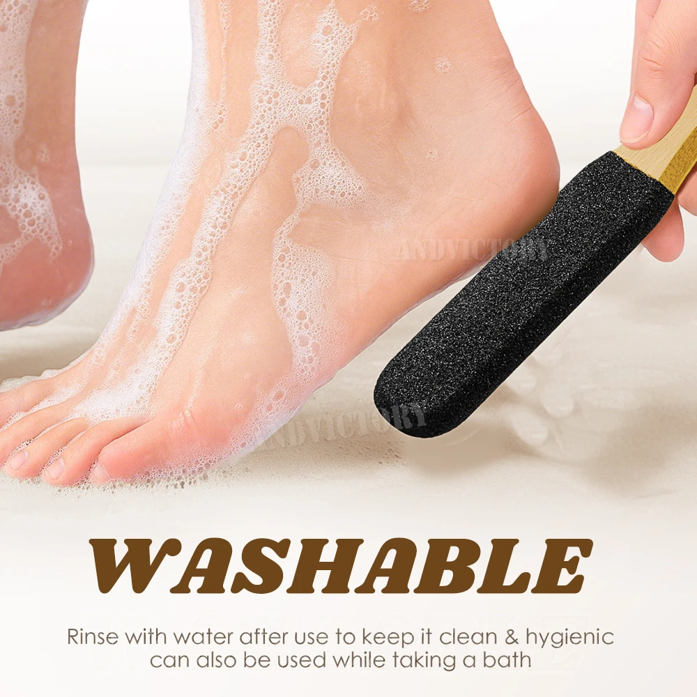 Double Sides Foot File Rasp Pedicure Tools Feet Dead Skin Callus Remover Bamboo Handle Foot Scrubber Sandpaper Foot Care Tool - view 4