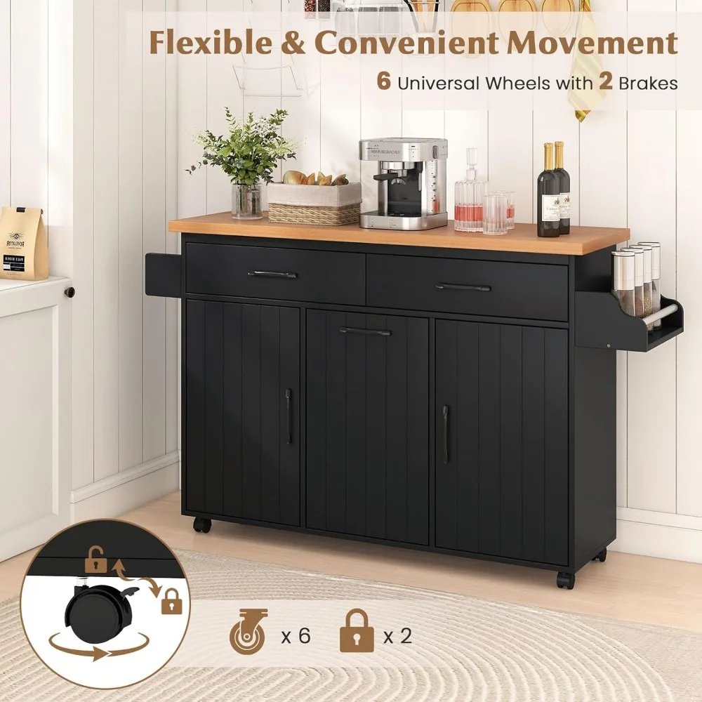 عربة جزيرة المطبخ مع حامل أكياس القمامة، وأدراج مزدوجة، ورف توابل، وبار المناشف، وخزائن بباب واحد #4