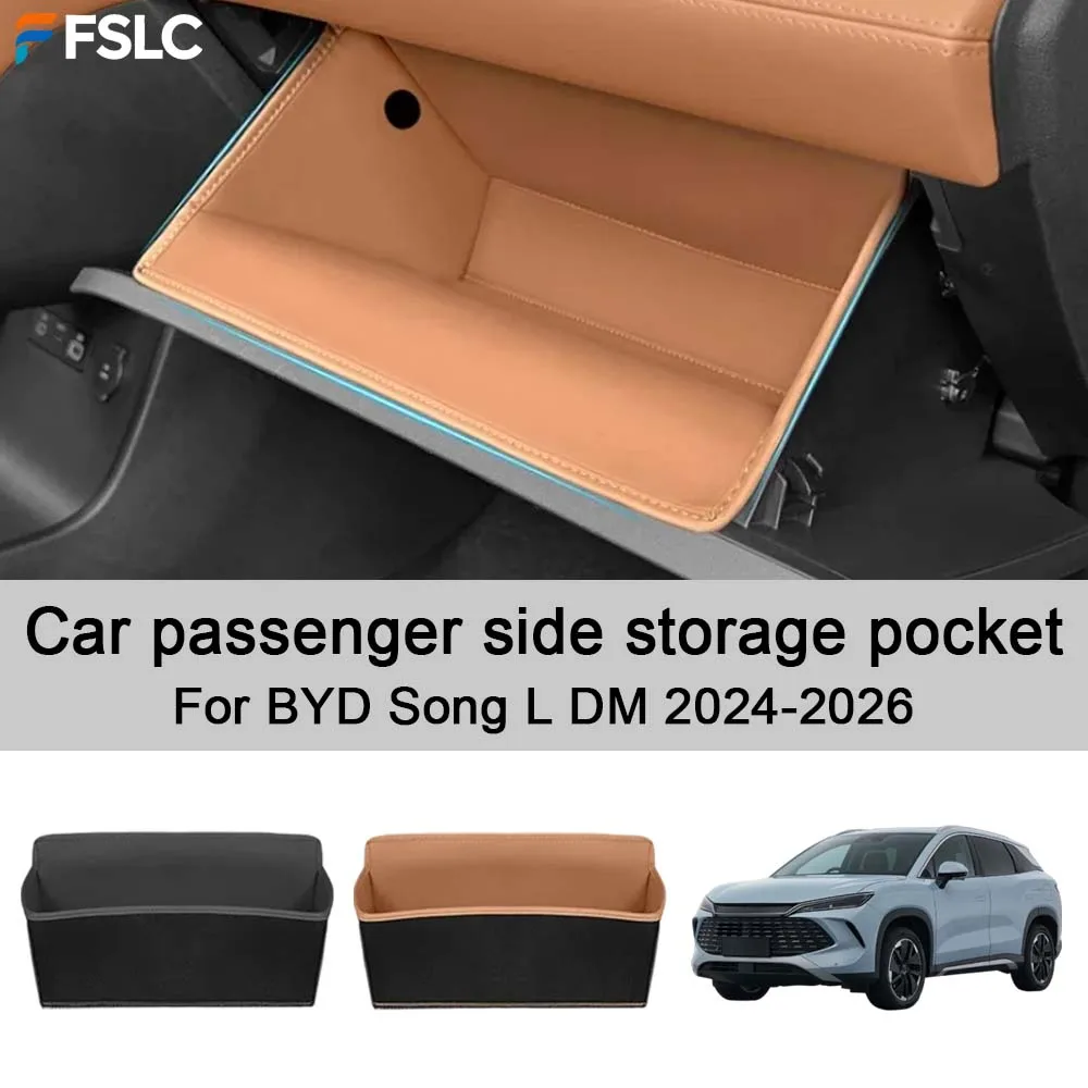 Car Decoration Car passenger side storage pocket For BYD Song L DM 2024-2026 Black Orange Car Upgrade Modify A Car