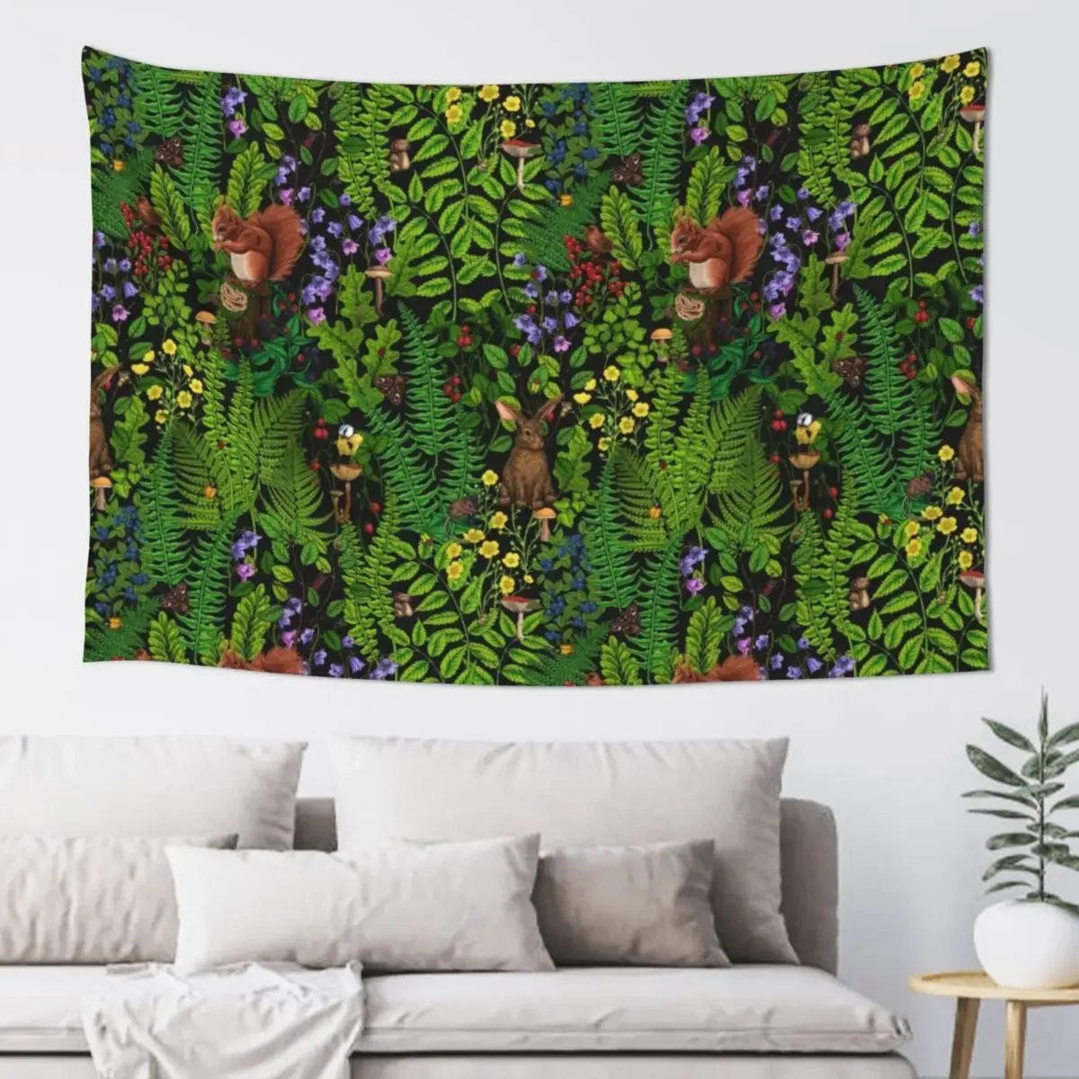 Forest life- squirrel, bird and rabbit Tapestry Home Decoration Room Decoration Korean Style Home Decor Aesthetic Tapestry