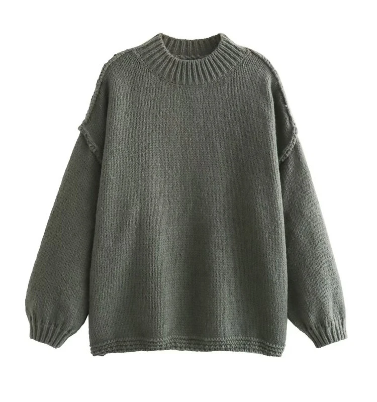 

Loose Long Sve Lazy Sle Women's Sweater Spring Autumn New Arrival Comfortable Fit round Ne Pullover Knitwear