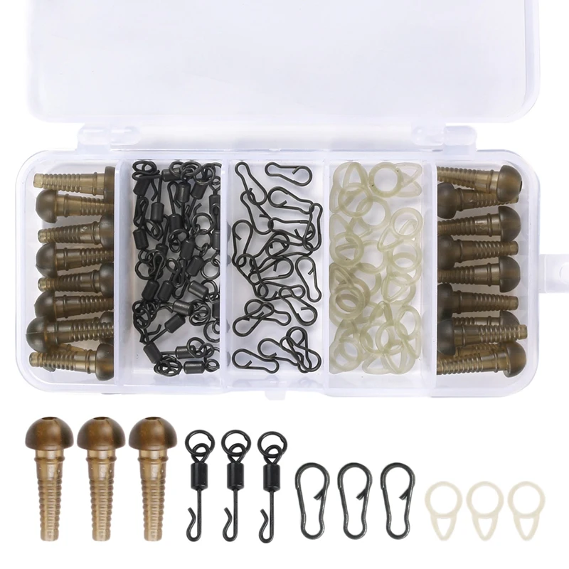 80Pcs Carp Fishing Tackle Kit,Carp Fishing Equipment Fishing Gear Carp Fishing Hooks For Carp Bait Rigs