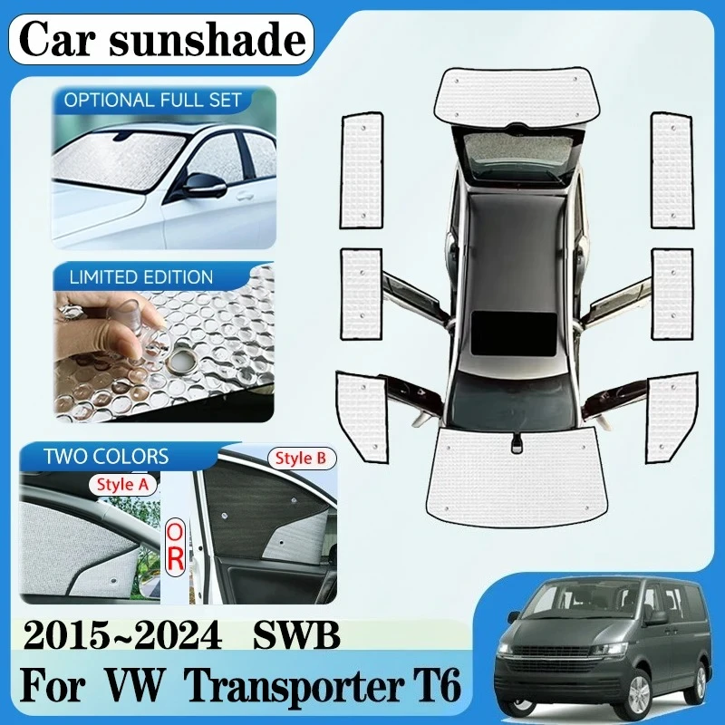 For Volkswagen VW Transporter T6 Caravelle Multivan Doubleback SWB 2015~2024 Car Sunscreen Window Sunshade Cover Car Accessories