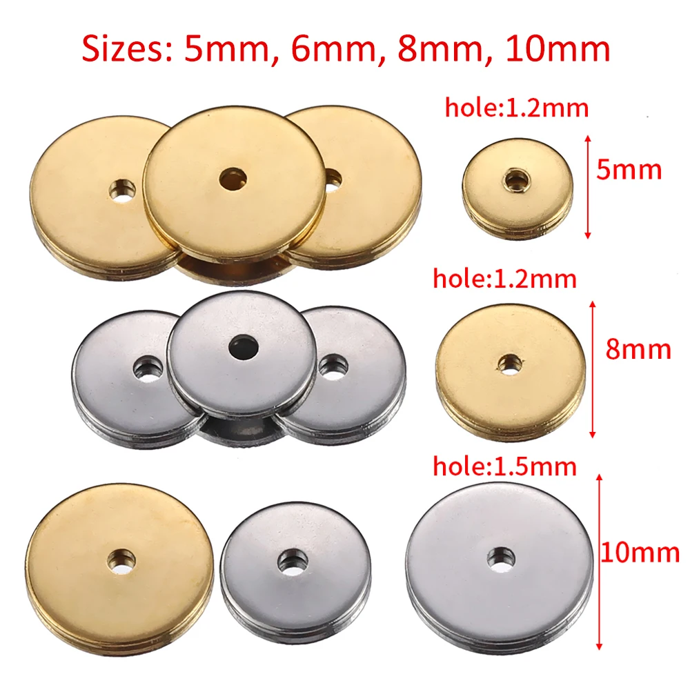 20pcs Stainless Steel Disc Flat Round Spacers Loose Beads for Jewelry Making DIY Necklace Bracelet Earrings Pendants Charms