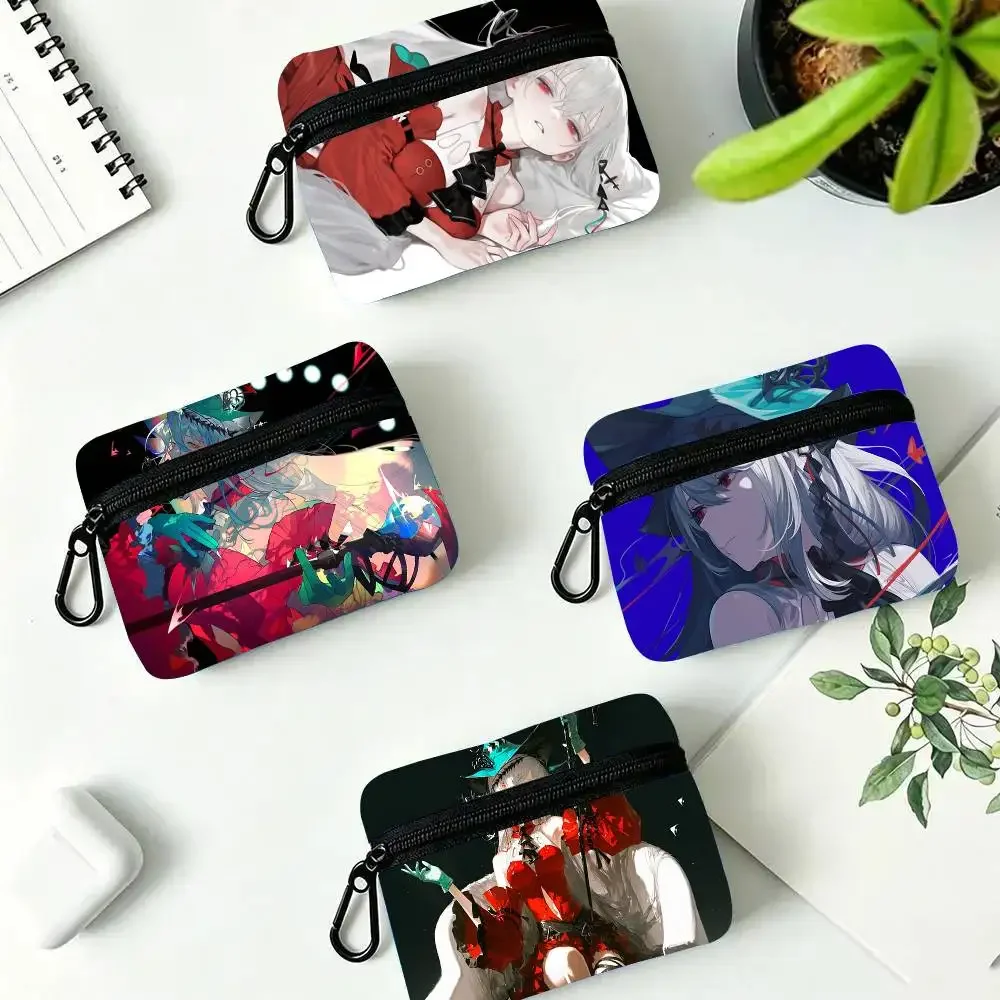 Skadi Animated Game A-Arknights Oxford Fabric Wallet With Zipper, Hanging Multifunctional Bag For Credit Cards, Keys, Coins