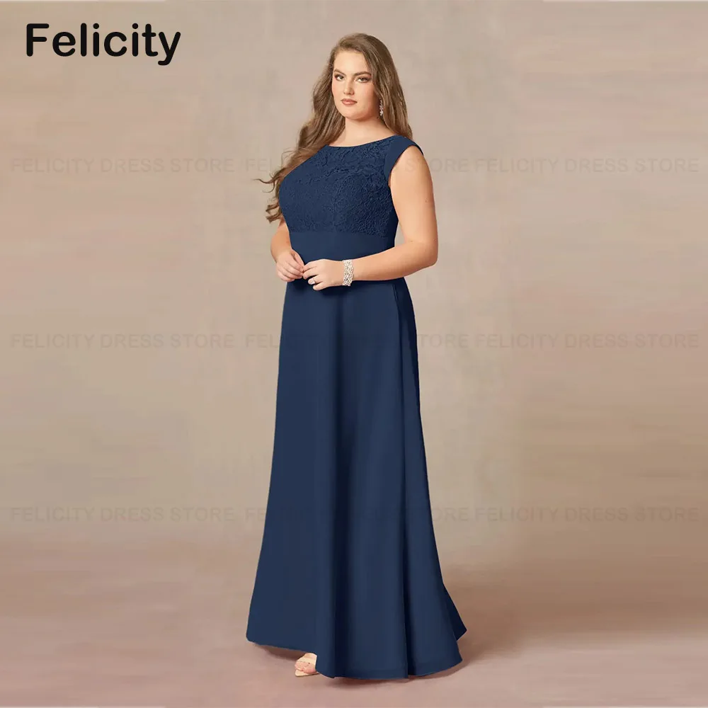 Elegante Plus Size abiti per la madre della sposa 2023 a-line o-collo abito da sposa in Chiffon di pizzo lunghezza del pavimento Vestidos de Gala