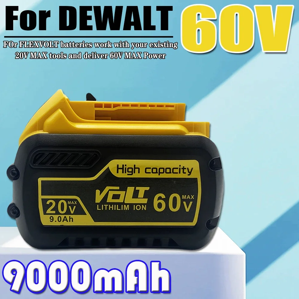 9.0Ah 60V Battery For Dewalt 20V Battery DCB609 Replacement Battery Li-ion Power Tool Battery For Dewalt Batteries With LED Lamp