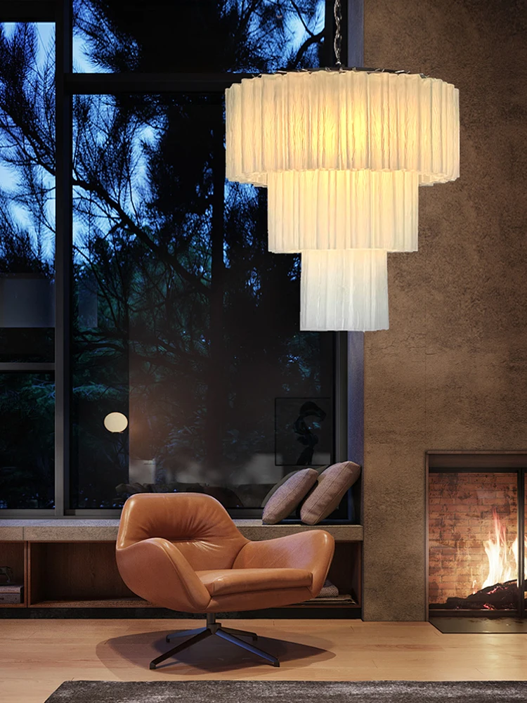Frosted White Texture Glass Chandeliers Led Lighting Fixture Europe Hanging Lamp For Ceiling Living Room Decor Lustre Restaurant