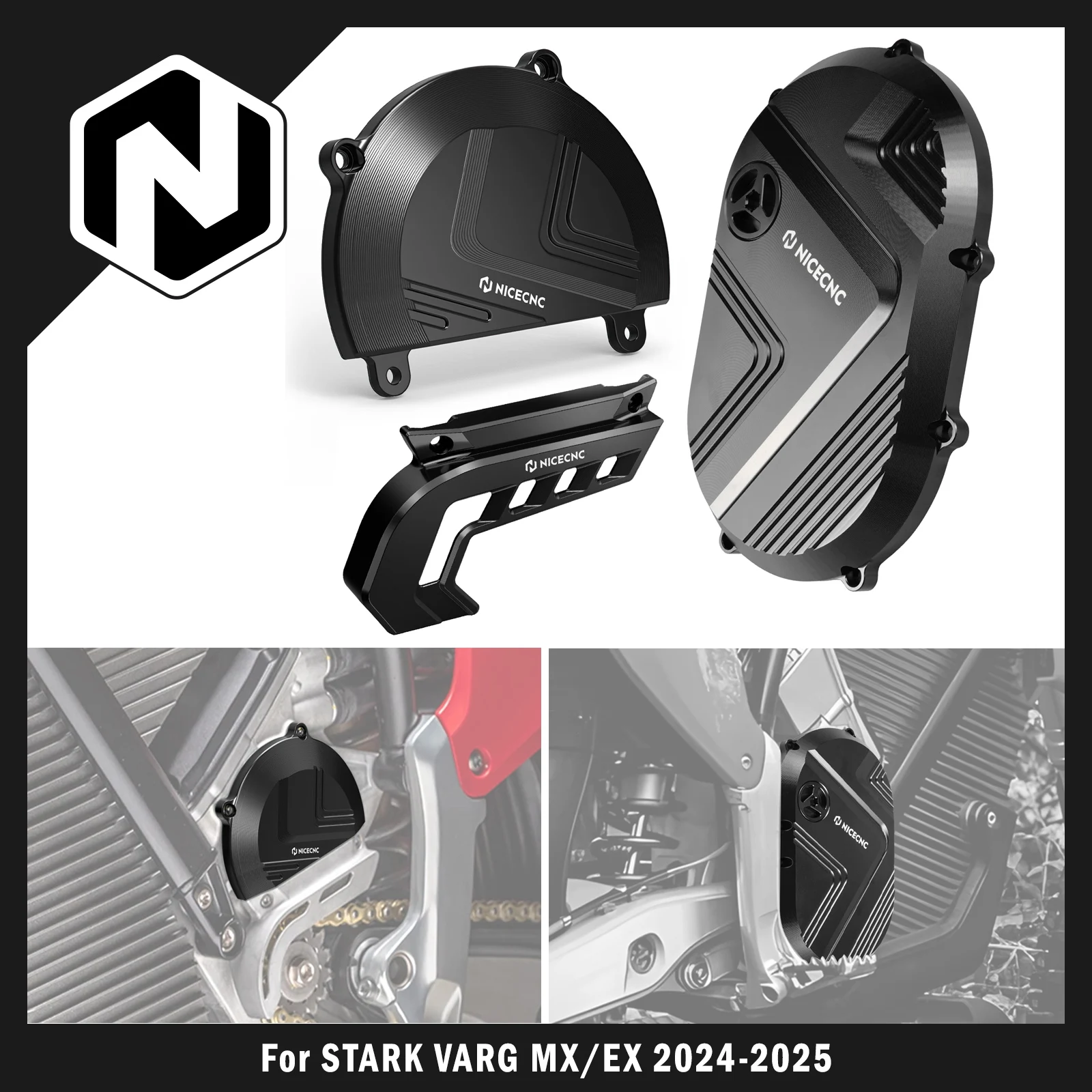 2024-2025 para Stark Varg EX para Stark Varg MX Motocross cubierta de Motor izquierdo derecho y cubierta de piñón protector de cadena bicicleta eléctrica de cross