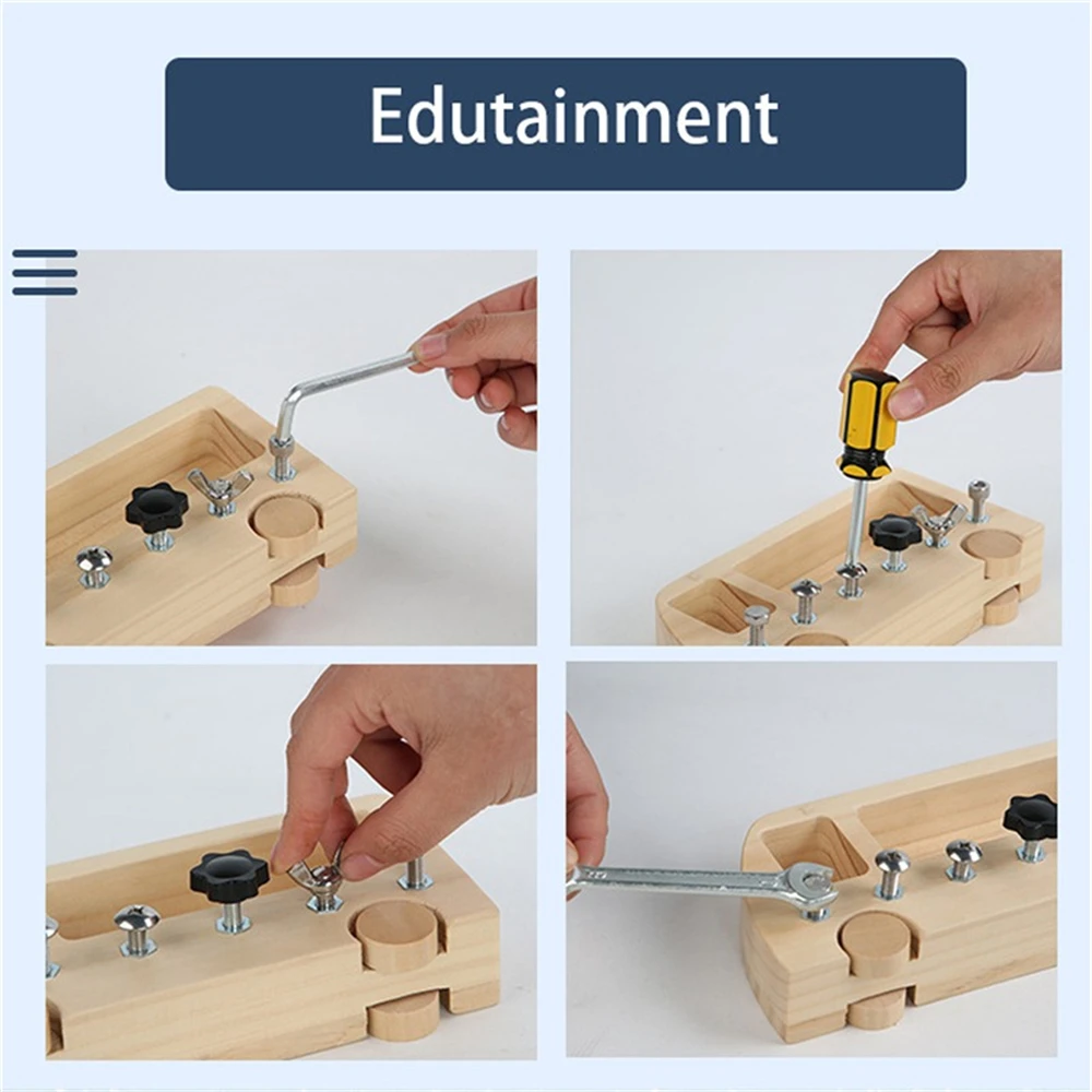 Montessori Druk Speelgoed Drukke Bus Houten Schroevendraaier Board Basisvaardigheden Spel Speelgoed Moeren Schroef Bouten Set Geschenken Kinderen Educatief Speelgoed