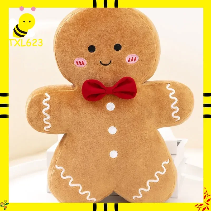

18cm Cute Christmas Gingerbread Man Plush Toy Chocolate Cookie Doll Xmas Pendant for Tree Decor Christmas Gift Stuffed Animal