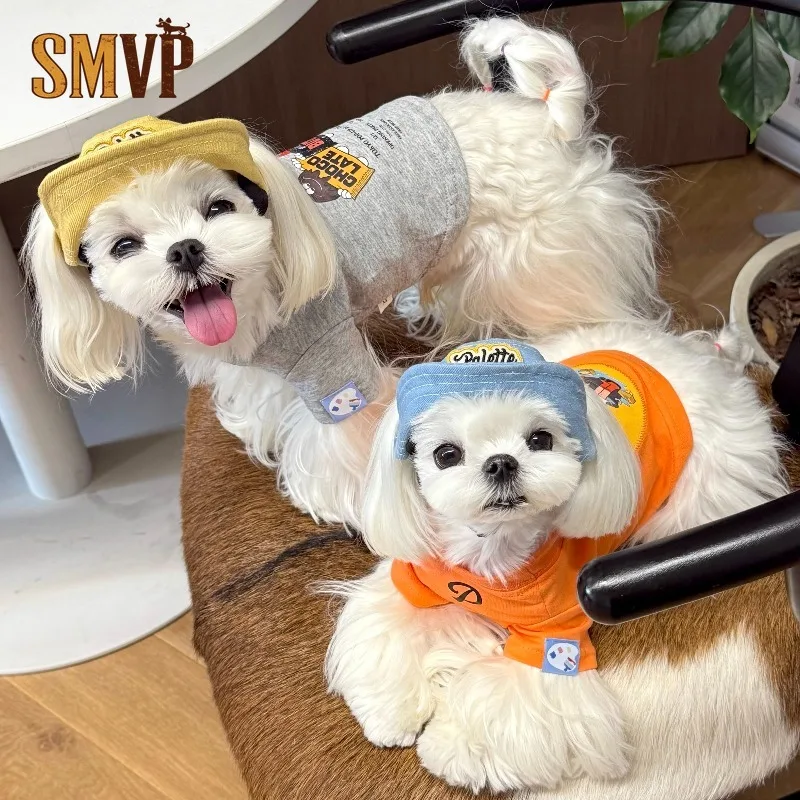 

Spring and Summer Light Denim Fabric Embroidered Tennis Decoration Sunscreen Sun Hat Can Be Worn By Small and Medium Sized Pets