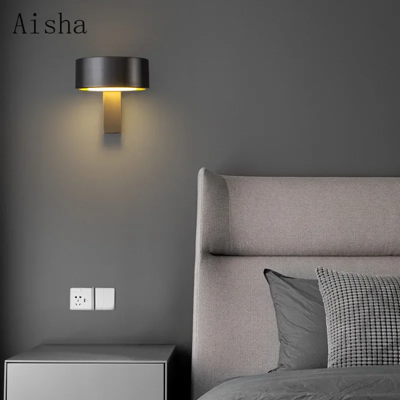 

Post Modern Copper Wall Lamp Gold/black Light Luxury Wall Sconces for Home Bedroom Bedside Lamp Living Room Background Light