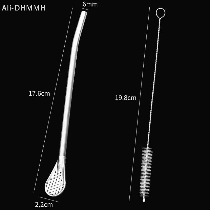ZLinKJ Eco Friendly Reusable Stainless Steel Yerba Mate Straws Comfortable Tip for Iced Drinks Loose Tea Gift for Friends