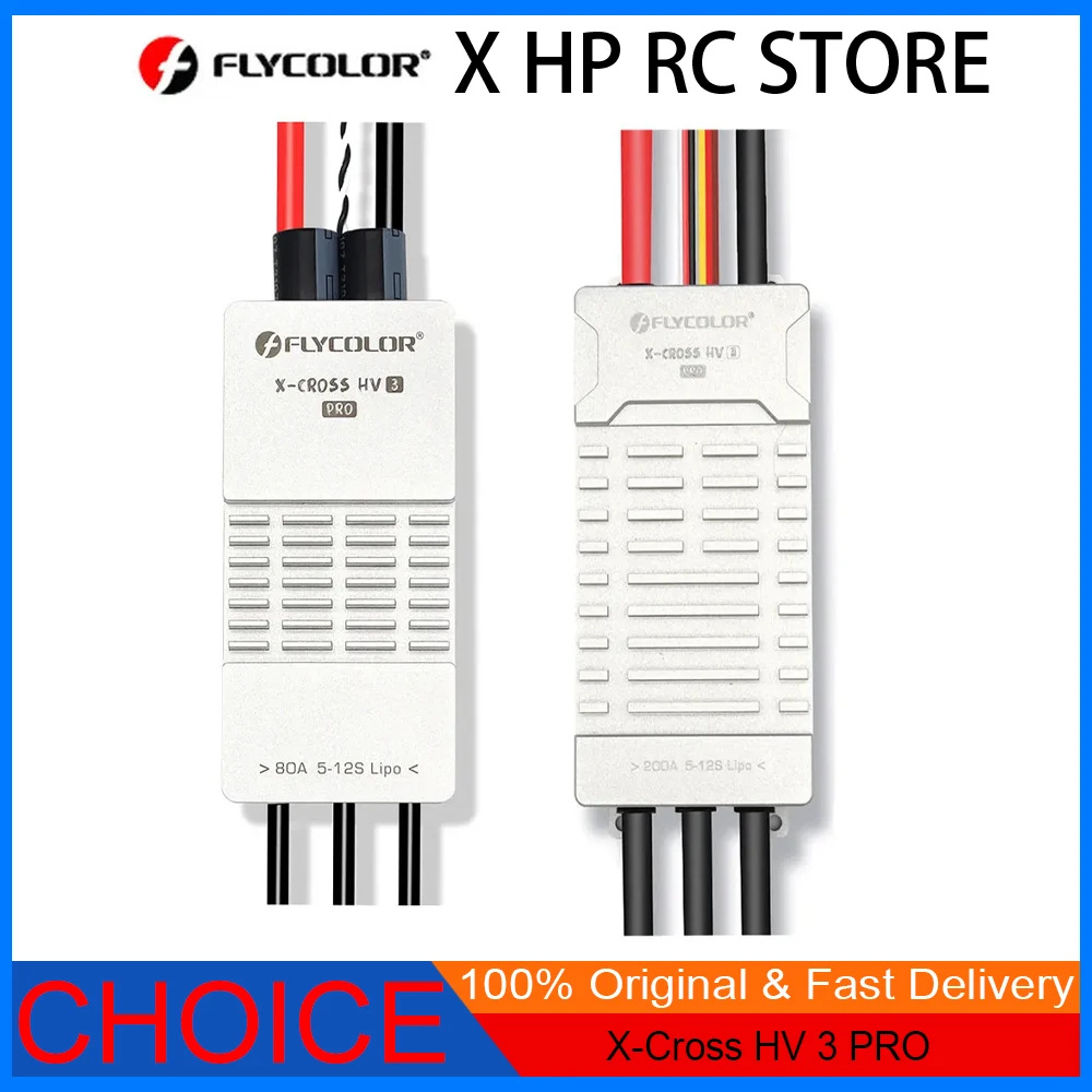 

Flycolor X-CROSS HV3 PRO 80A 200A ESC 5-12S BLHeli-32 Dshot Proshot 64MHz ARM 32-Bit Speed Controller for RC FPV Racing Drone