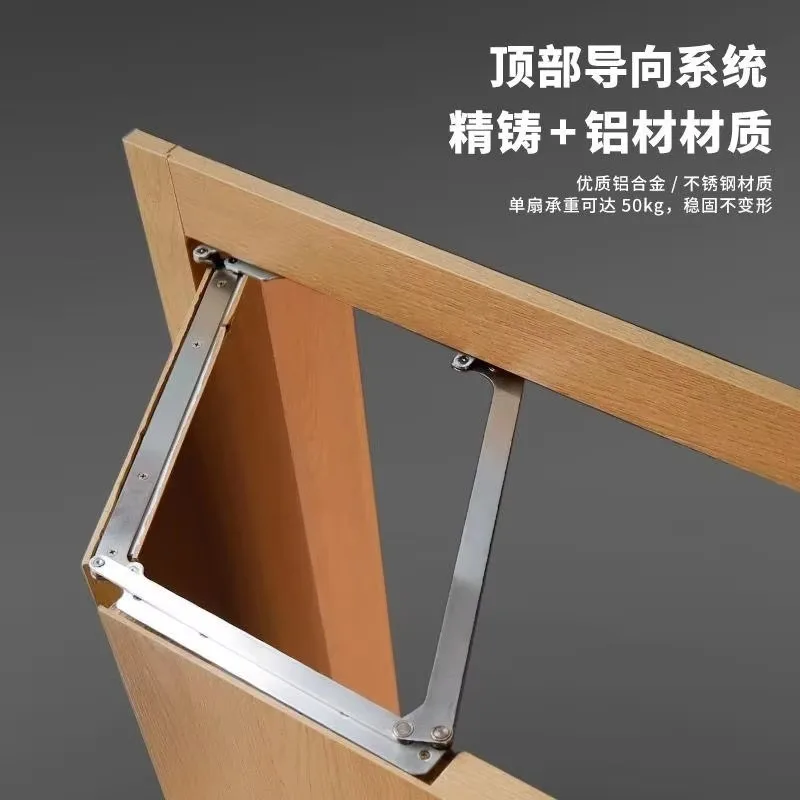 Top-mounted 180-degree folding door hardware 304 stainless steel trackless flat folding hinge accessories