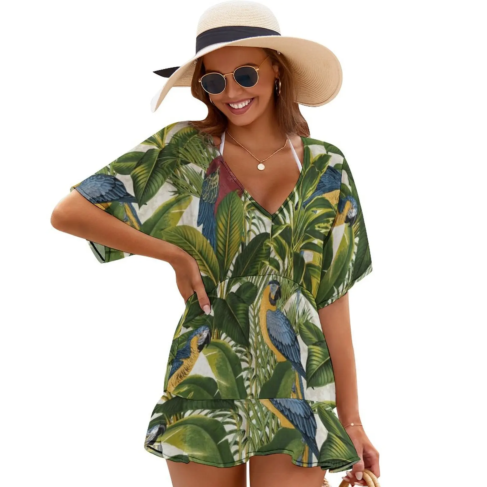 

Jungle Parrot Pattern Cover Ups dress women summer 2024 evening dresses ladies