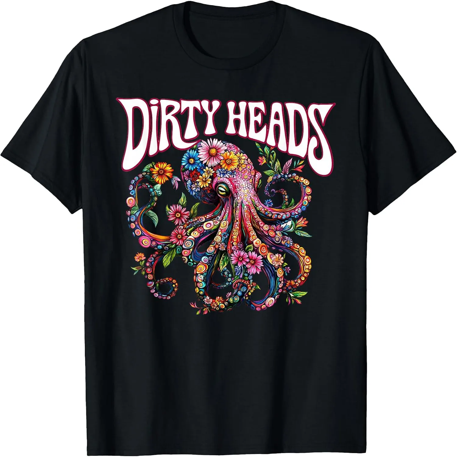 Octopus Lover Floral Octopus Ocean Sea Animal Dirty Heads T-Shirt