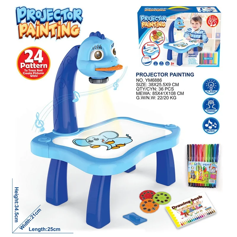 Led Projector Drawing Table  Early Childhood Education Painting Board Desk With  Music Educational Learning Erasable Painting Ta