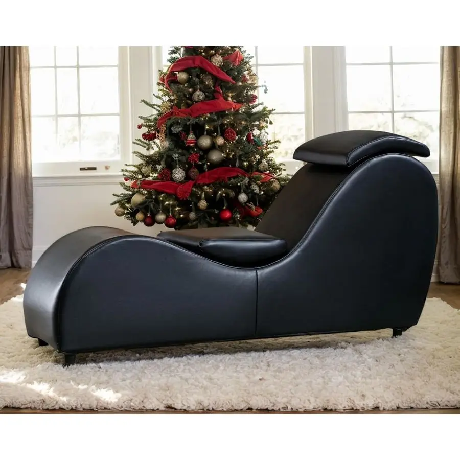 Curved Chaise Lounge Chair with Adjustable Cushions, Modern Faux Leather Yoga Chair for Adults Yoga Stretching, Relaxation, Yog