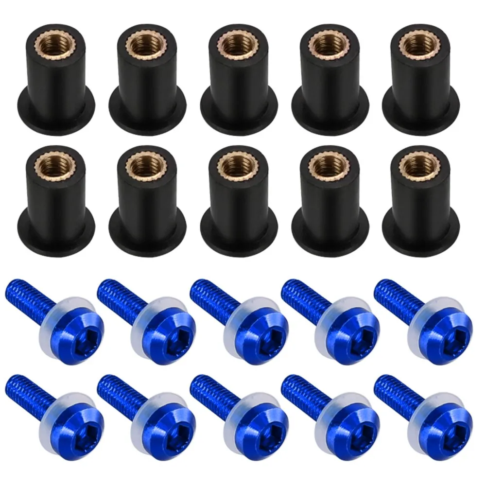 

M5 Screws Rubber Nuts FOR SUZUKI SV1000 SV1000S SV650S SV650X TL1000 TL1000R TL1000S Windscreen Fairing Windshield Bolts Screws