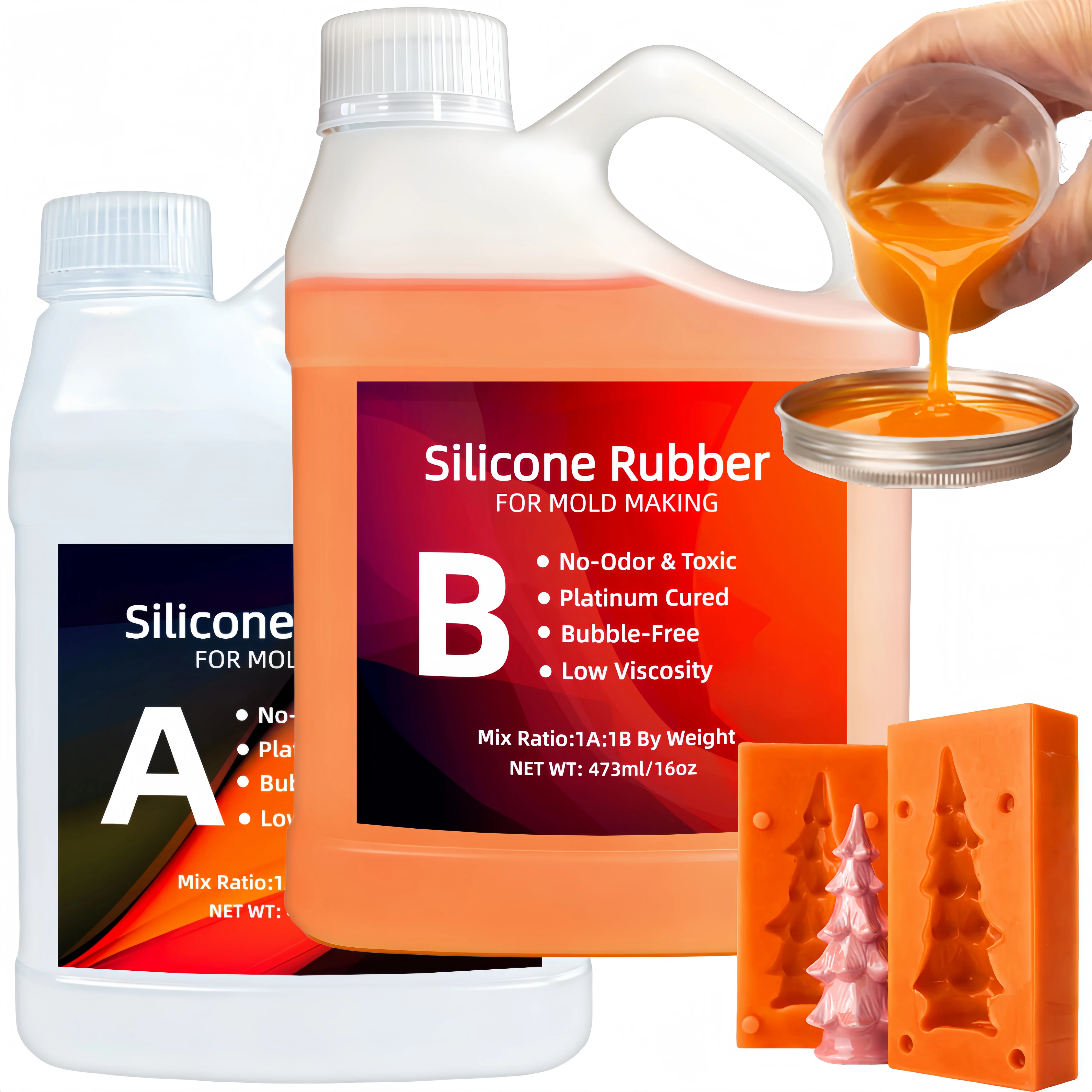 32OZ/6.76OZ Silicone Mold Making Kit,  for Casting Resins Mold, Silicone Mold, Candle Mold, Soap Mold, Sculptural Molding