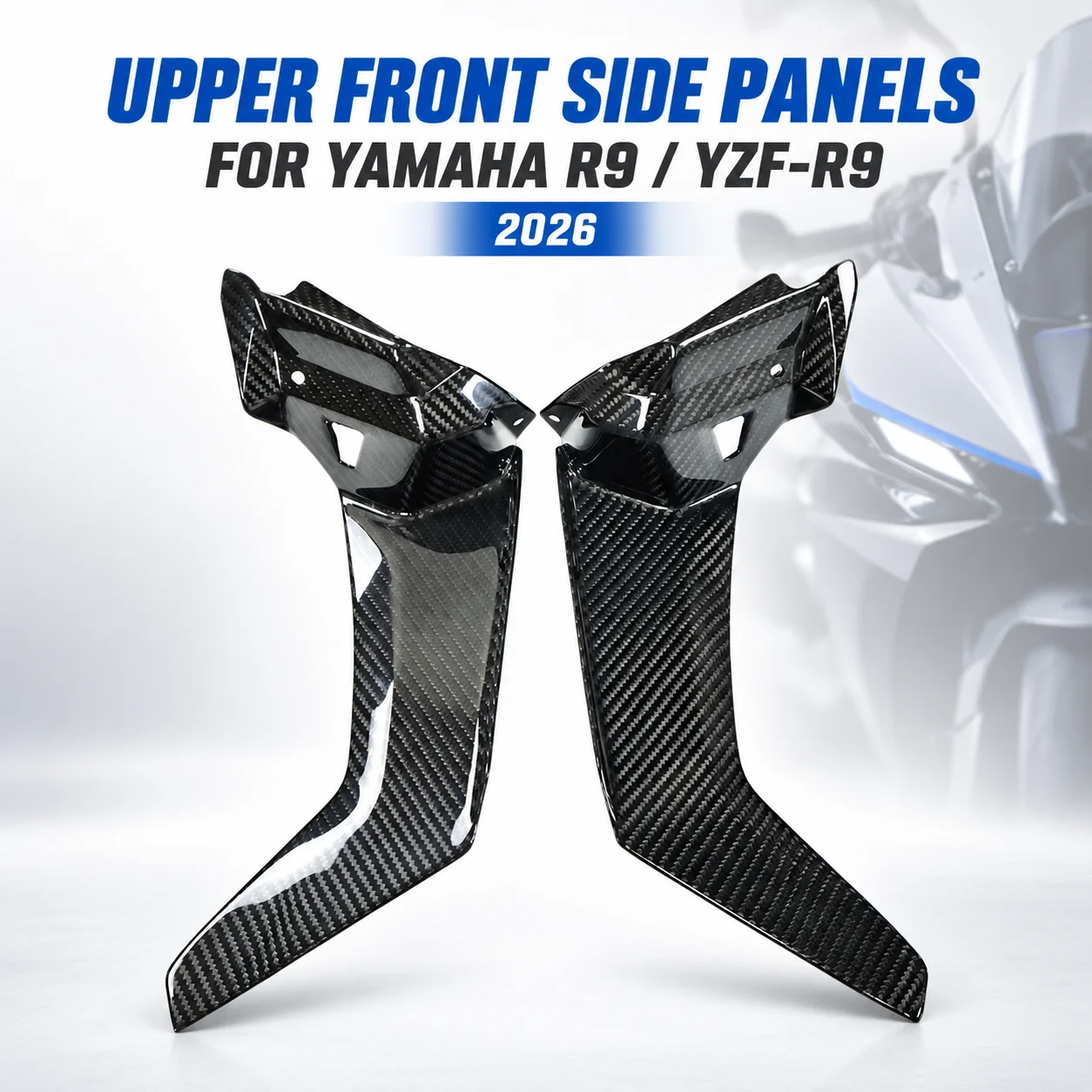 Upper Front Side Panels Headlight Fairing Covers Carbon Fiber Body Trim for Yamaha R9 YZF-R9 2026 Motorcycle Accessories Parts