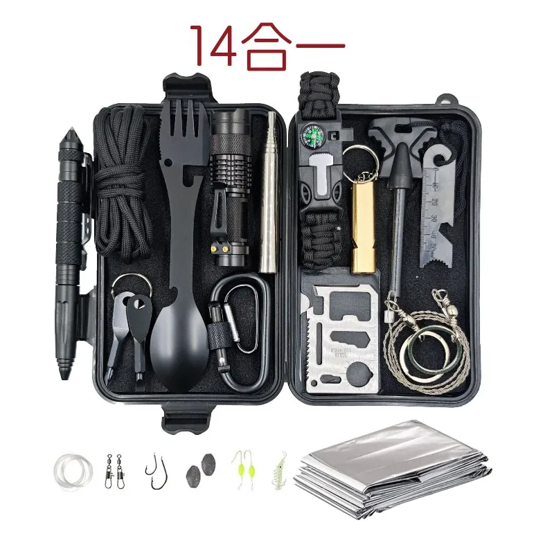 2026 New SOS Outdoor Survival Equipment Outdoor Multifunctional Survival Tool Set Adventure Self-Defense First Aid Supplies