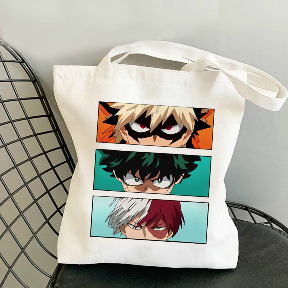 

Deku Bakugou Katsuki Todoroki Anime Bolsa De compras Shopper lona Eco Tote Bolsas reutilizables De Tela Bolsa Sac Cabas Shop