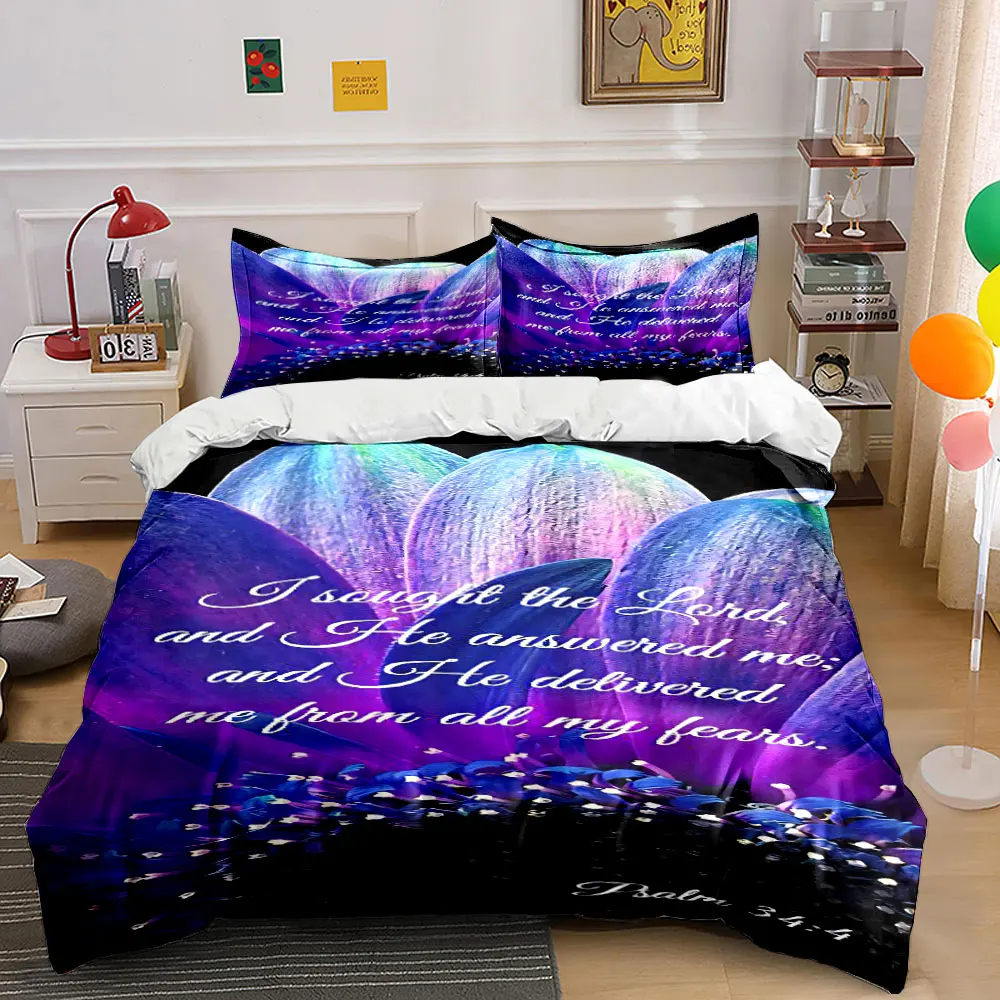 Faith-Inspired Floral Decorative Set  kid's and adults' bedroom decor, Exquisite three-piece bedding set gift