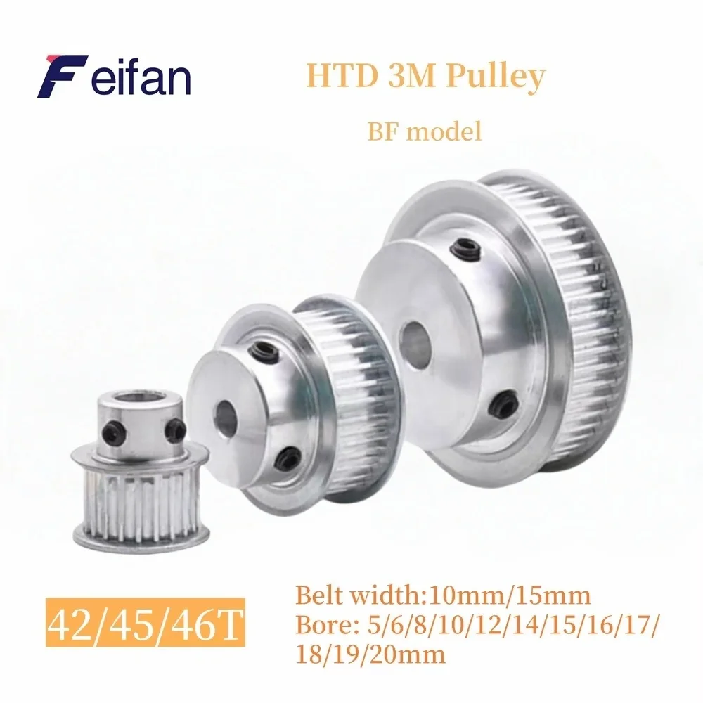 

HTD 3M BF Type 42/45/46 Tooth Timing Belt Pulley Synchronous Wheel Aperture 5/6/8/10/12/14~20mm, Suitable For Belt Width 10/15mm